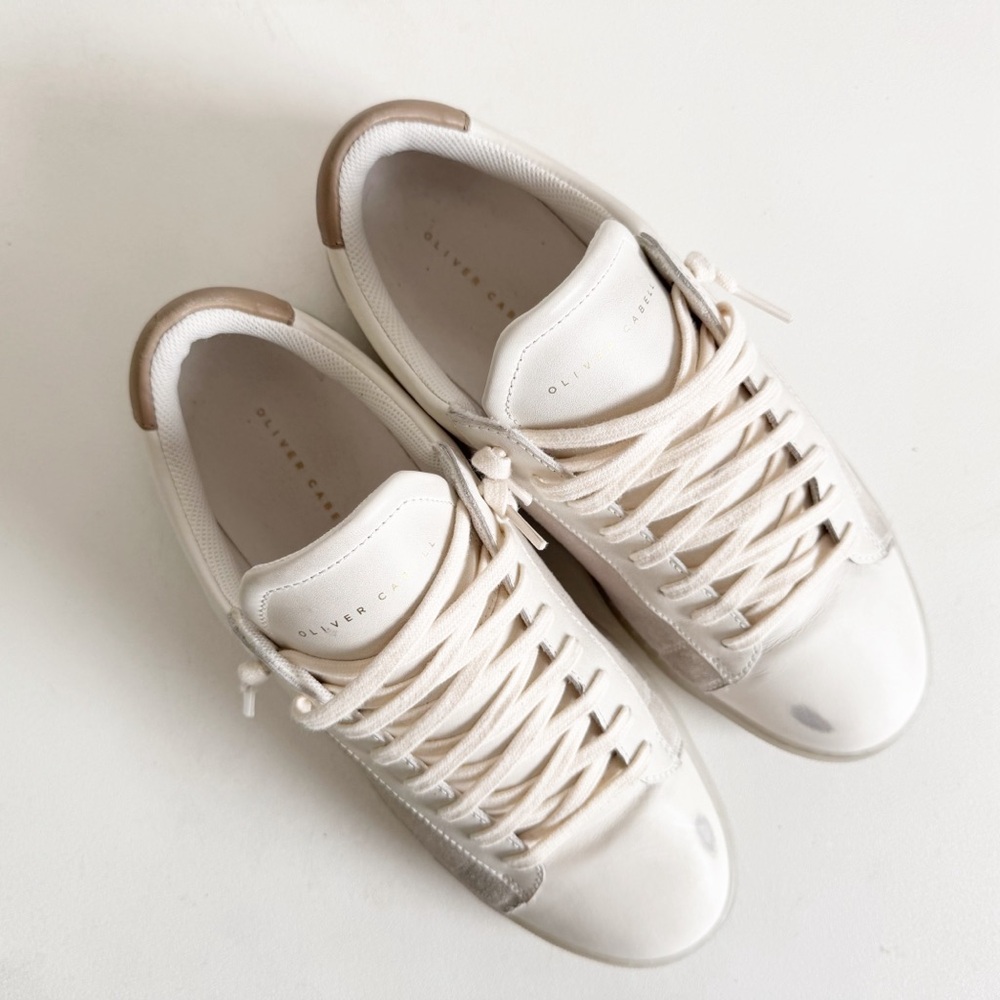 Oliver Cabell Low 1 Off White Leather Suede Sneaker Mens US 7/ Womens 10 EU 40 - Picture 8 of 13